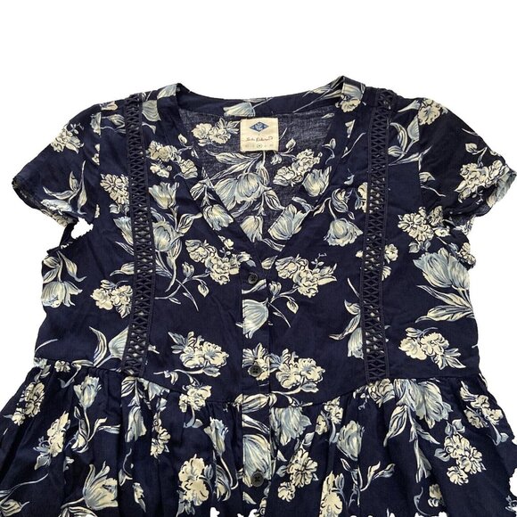 Wild Blue Sadie Robertson Womens Floral Button Front Babydoll Dress V Neck Cap S - Picture 5 of 6